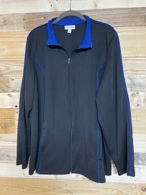 Fashion Bug size 2X Black Jacket with Blue Trim and Piping with Pockets